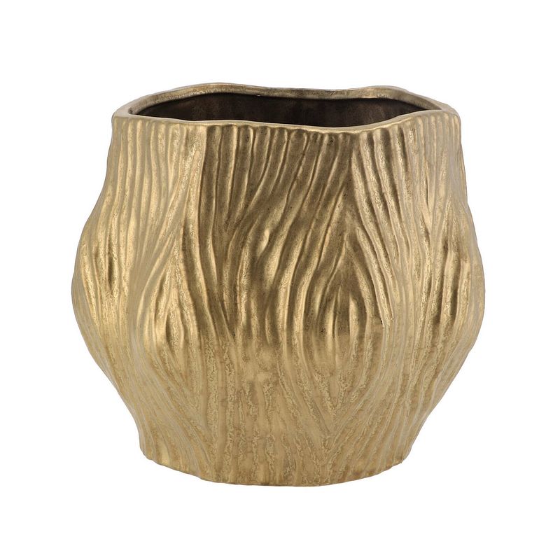 Foto van Dk design bloempot organisch model multan - goud - d27 x h23 cm - plantenpotten