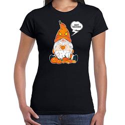 Foto van Bellatio decorations halloween verkleed t-shirt dames - pompoen kabouter/gnome - zwart - themafeest 2xl - feestshirts