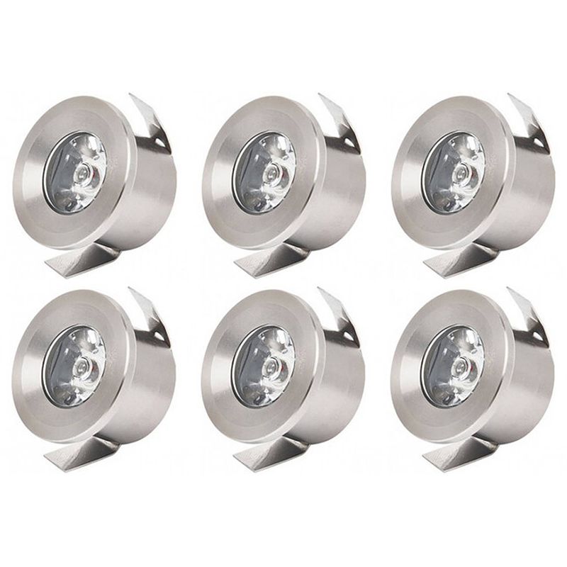 Foto van Led veranda spot verlichting 6 pack - mony - inbouw rond 1w - natuurlijk wit 4200k - mat chroom aluminium - ø33mm