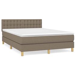 Foto van The living store boxspringbed - pocketvering - middelhard - 203 x 144 x 78/88 cm - taupe - matras en topmatras