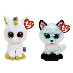 Foto van Ty - knuffel - beanie boo'ss - pegasus unicorn & atlas fox