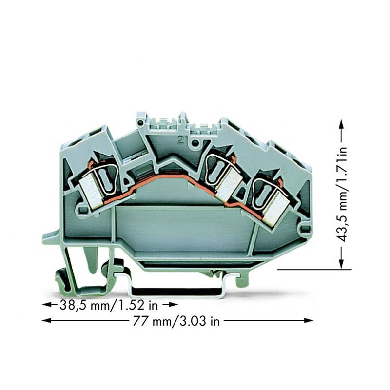 Foto van Wago 781-631 doorgangsklem 6 mm spanveer toewijzing: l grijs 50 stuk(s)