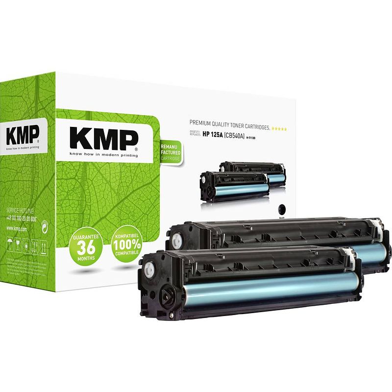 Foto van Kmp h-t113d tonercassette 2-pack vervangt hp 125a, cb540a zwart 2200 bladzijden compatibel toner set van 2