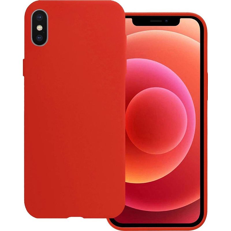 Foto van Basey iphone xs hoesje siliconen hoes case cover iphone xs-rood