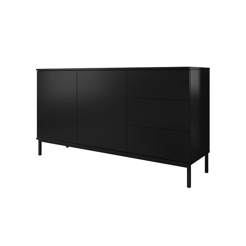 Foto van Meubella dressoir queen - mat zwart - 150 cm