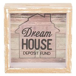 Foto van Clayre & eef - spaarpot ""dreamhouse"" bruin formaat 15x15x5 cm- 6h1780