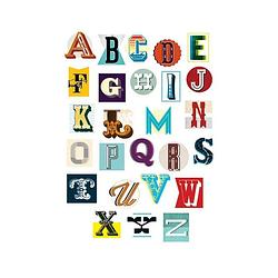 Foto van Pyramid vintage letter alphabet kunstdruk 60x80cm