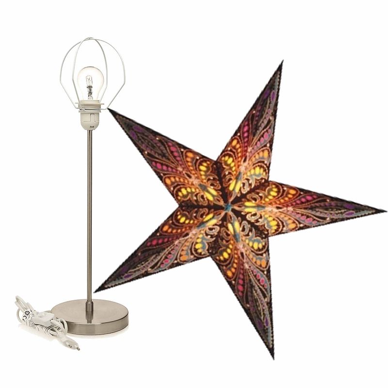 Foto van Decoratie kerstster java 60 cm inclusief tafellamp/lamp standaard - kerststerren