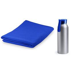 Foto van Yoga wellness microvezel handdoek en waterfles blauw - sporthanddoeken