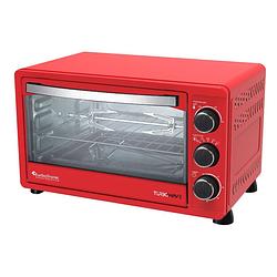 Foto van Turbotronic tt-ev23 rvs vrijstaande elektrische oven - 23l - met draaispit - rood