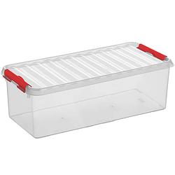 Foto van Sunware - q-line opbergbox 9,5l transparant rood - 48,5 x 19 x 14,7 cm