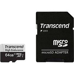 Foto van Transcend high endurance 350v microsdxc-kaart class 10, uhs-i incl. sd-adapter
