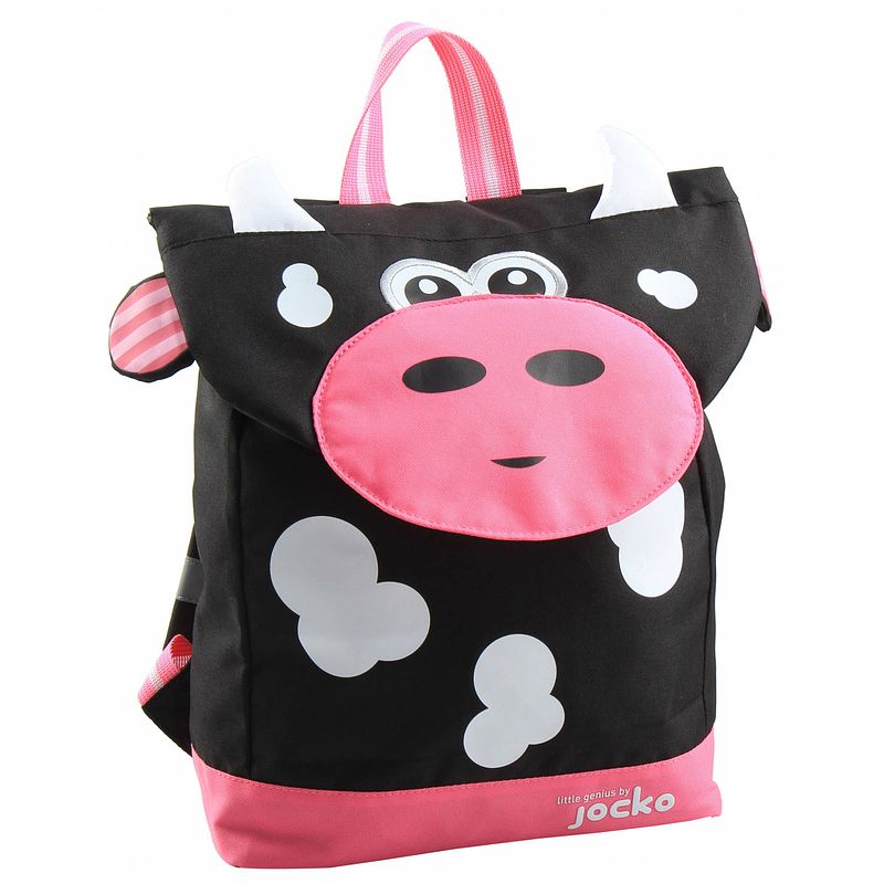 Foto van Jim jam bags schooltas koe junior 7,5 liter polyester roze/zwart