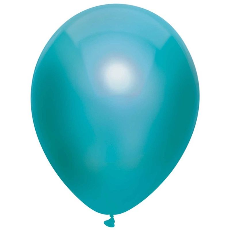 Foto van 10x turquoise blauwe metallic ballonnen 30 cm