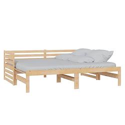 Foto van Vidaxl bedbank uitschuifbaar massief grenenhout 2x(90x200) cm