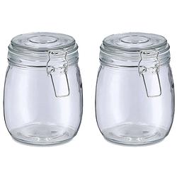 Foto van Zeller voorraadpot/bewaarpot alfie - 2x - 750 ml - glas - beugelsluiting - d11 x h14 cm - voorraadpot