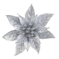 Foto van 1x kerstversieringen glitter kerstster zilver op clip 15 cm - kersthangers