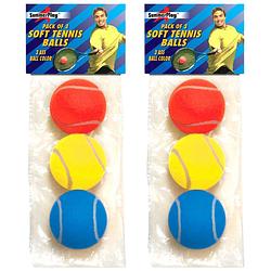 Foto van Set van 6x stuks gekleurde soft foam tennisballen 7 cm - tennisballen