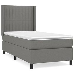 Foto van The living store bed - boxspring - donkergrijs - 203 x 93 x 118/128 cm - pocketvering matras