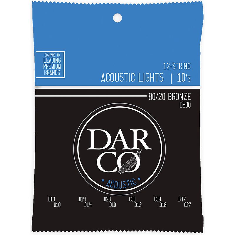 Foto van Darco acoustic d500 12-string lights 80/20 bronze 10-47 snarenset voor 12-snarige westerngitaar