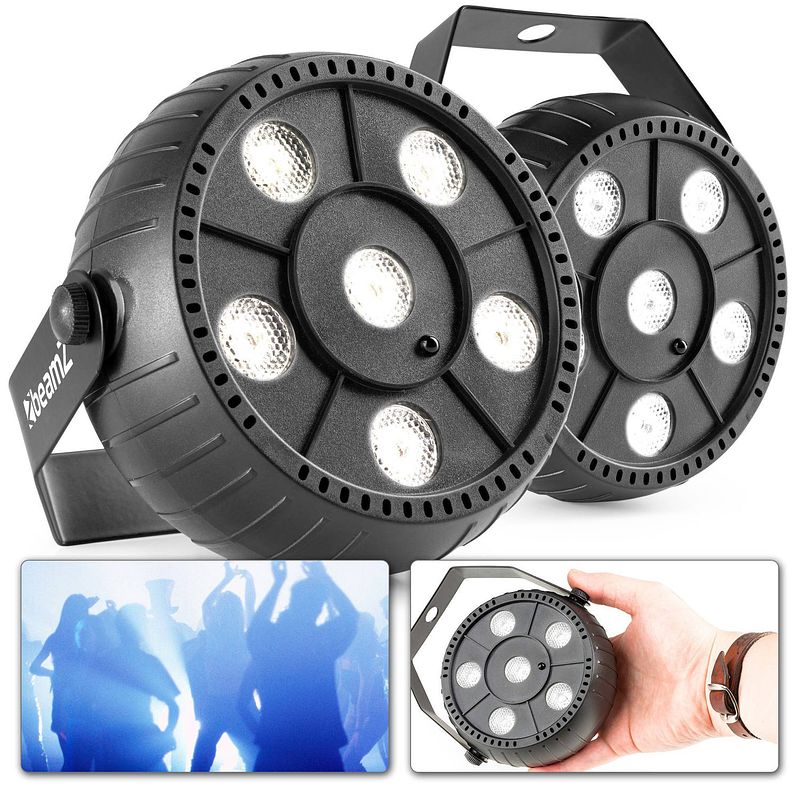 Foto van Stroboscoop - beamz plp12 - stroboscoop set met ingebouwde accu en 6 led'ss - 2 stuks