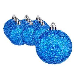 Foto van Kerstballen 12x stuks kobalt blauw glitter kunststof 6 cm - kerstbal