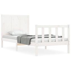 Foto van The living store bedframe - grenenhout - 205.5 x 95.5 x 100 cm - wit