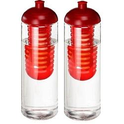 Foto van 2x rode drinkflessen/waterflessen met fruit infuser 850 ml - drinkflessen