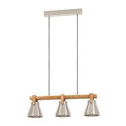 Foto van Eglo cawton hanglamp - e27 - 76 cm - grijs/bruin - staal/hout