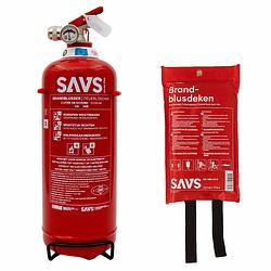 Foto van Savs® brandblus box - schuimblusser + blusdeken - m