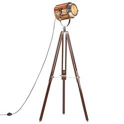 Foto van Infiori vloerlamp driepoot 186 cm massief mangohout