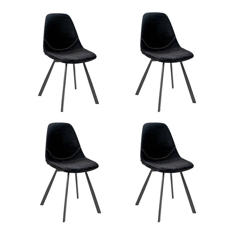 Foto van Bronx71 velvet eetkamerstoel logan zwart - eetkamerstoelen set van 4.