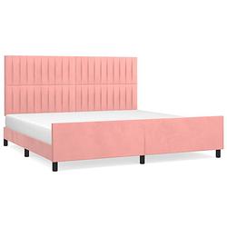 Foto van Vidaxl bedframe met hoofdeinde fluweel roze 200x200 cm