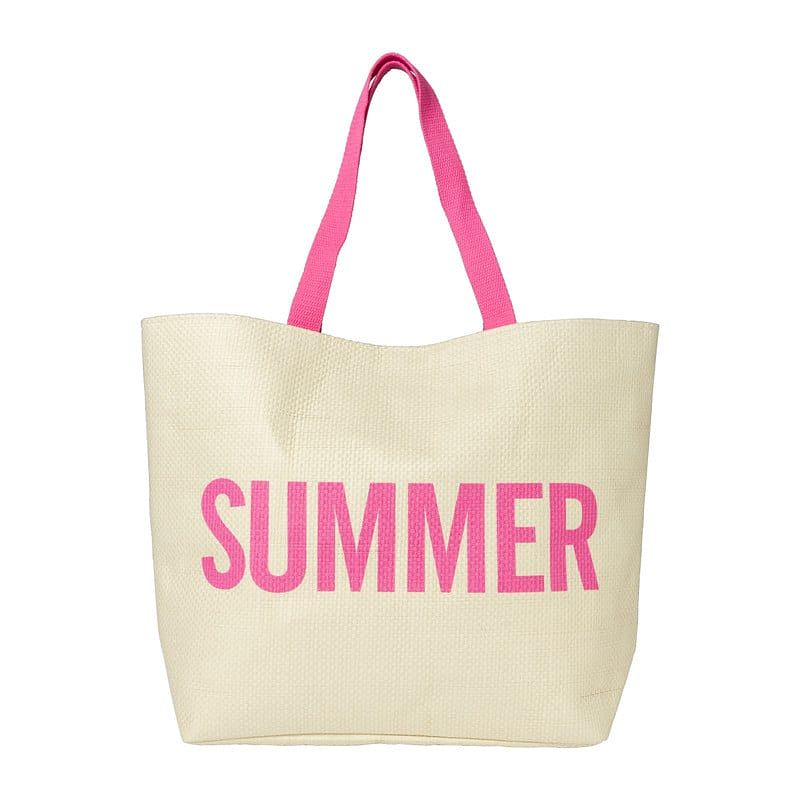 Foto van Strandtas wilma summer - beige/roze - 53x15x38 cm