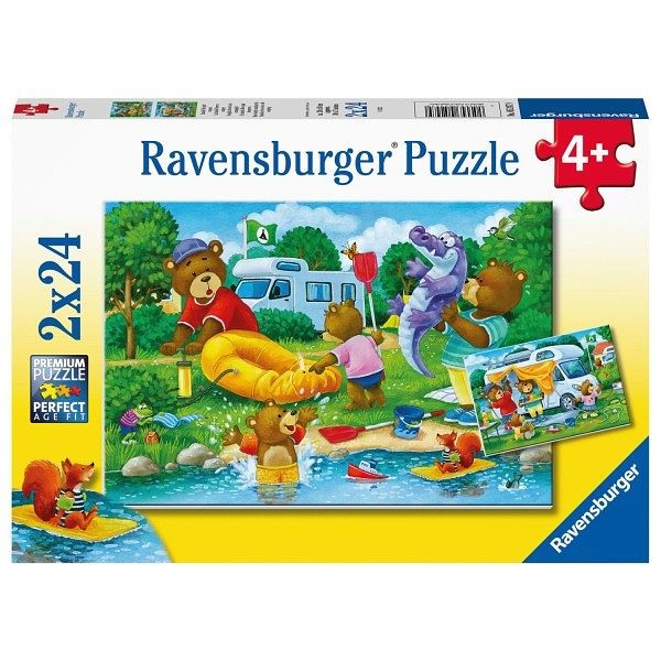 Foto van Ravensburger puzzel familie beer kamperen 2x24 stukjes