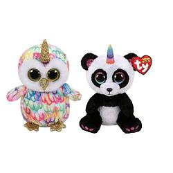 Foto van Ty - knuffel - beanie boo's - enchanted owl & paris panda