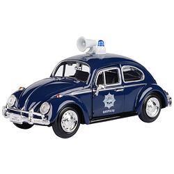 Foto van Modelauto volkswagen kever politie auto 1966 blauw schaal 1:24/17 x 7 x 6 cm - speelgoed auto'ss