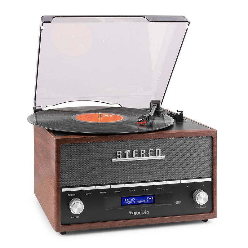 Foto van Retro platenspeler - audizio frisco - retro dab radio met bluetooth - usb ingang - geschikt voor alle platen