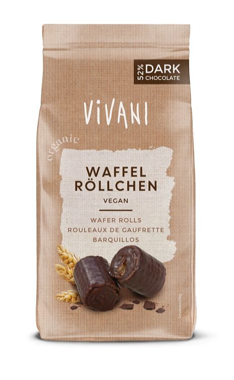 Foto van Vivani wafer rolls pure chocolade