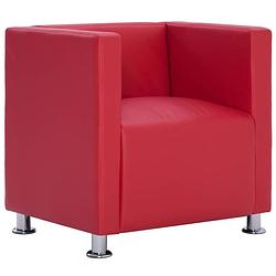 Foto van Vidaxl fauteuil kubus kunstleer rood