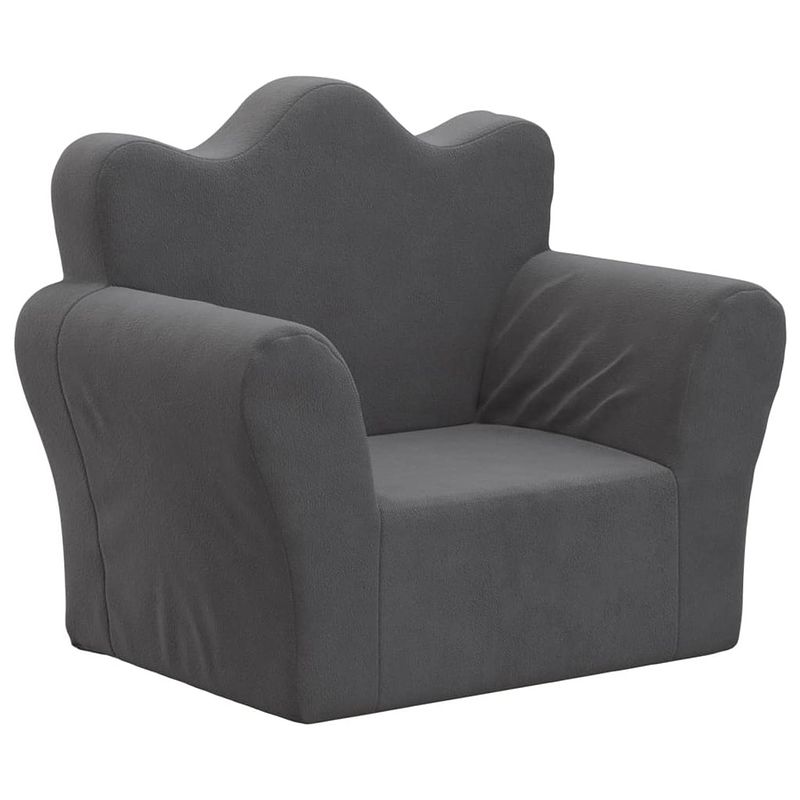 Foto van The living store kindersofa pluche - antraciet - 53x35x45.5 cm - afneembare hoes - schuimvulling