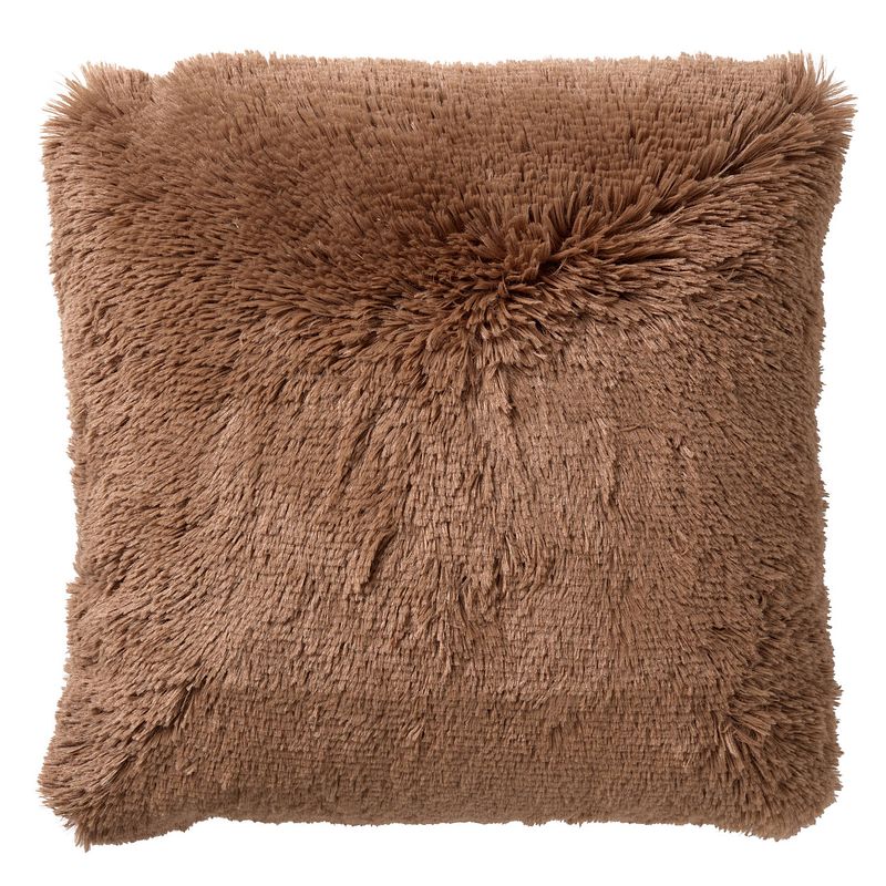 Foto van Dutch decor fluffy - kussenhoes unikleur tobacco brown 60x60 cm - bruin - bruin