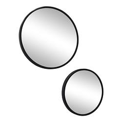 Foto van Loft42 mirror spiegels rond zwart set van 2 - metaal - ø45 & ø35