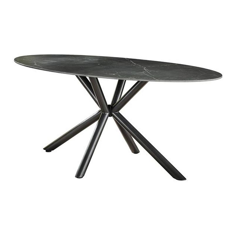 Foto van Hoyz - eetkamertafel 180cm - ovaal - natural black - 4 personen