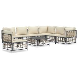 Foto van Vidaxl 8-delige loungeset met kussens poly rattan antracietkleurig