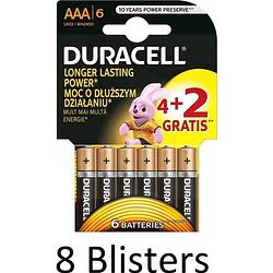 Foto van 48 stuks (8 blisters a 6 st) duracell batterijen aaa