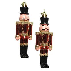 Foto van 2x kerstboomhangers notenkrakers poppetjes/soldaten rood 9 cm - kersthangers