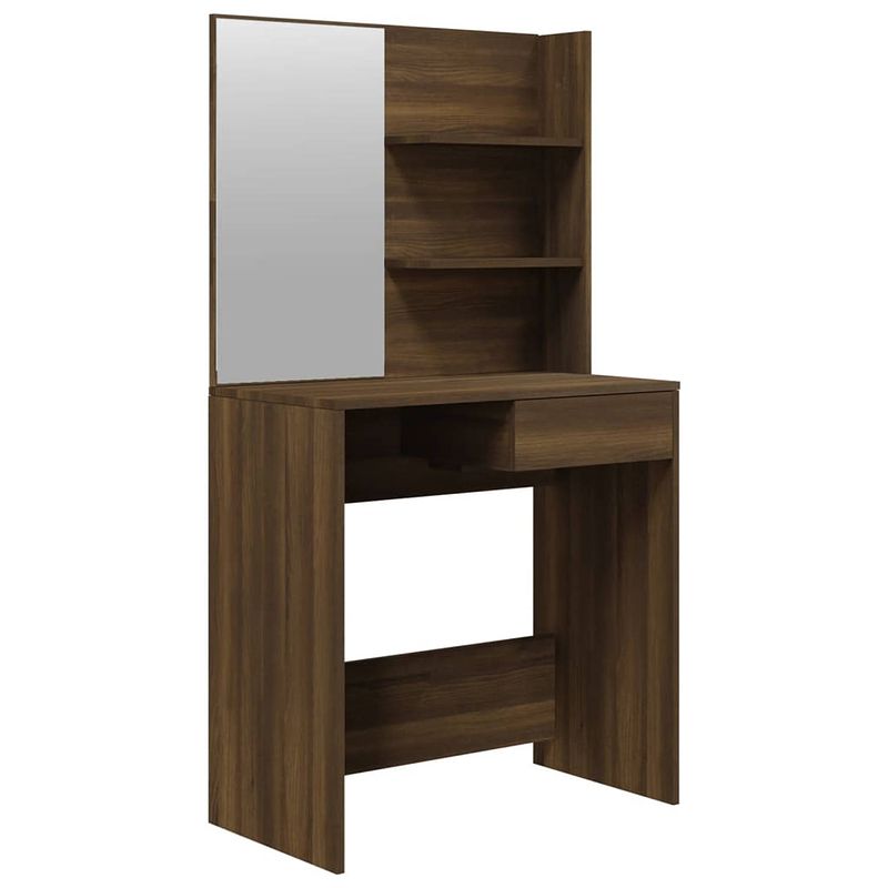 Foto van The living store kaptafel modern bruineiken - 74.5 x 40 x 141 cm - hoge kwaliteit