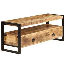 Foto van The living store mangohouten tv-meubel - vintage stijl - 120 x 35 x 45 cm - met 2 lades