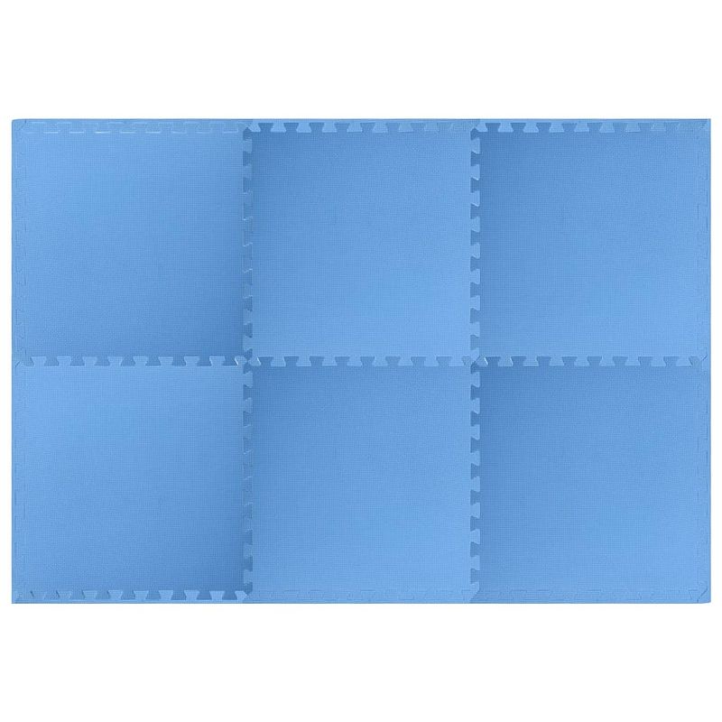 Foto van The living store puzzelsportmat - blauw eva-schuim - 60 x 60 x 1 cm - 2.16 ?